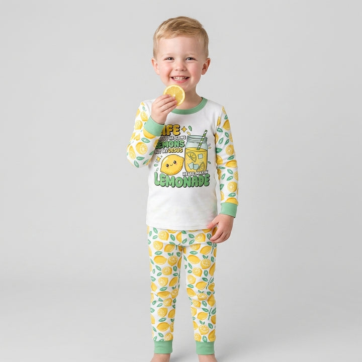 Inspired Life Gave Me Lemons Bamboo Two Piece Long Sleeve Pajama Set
