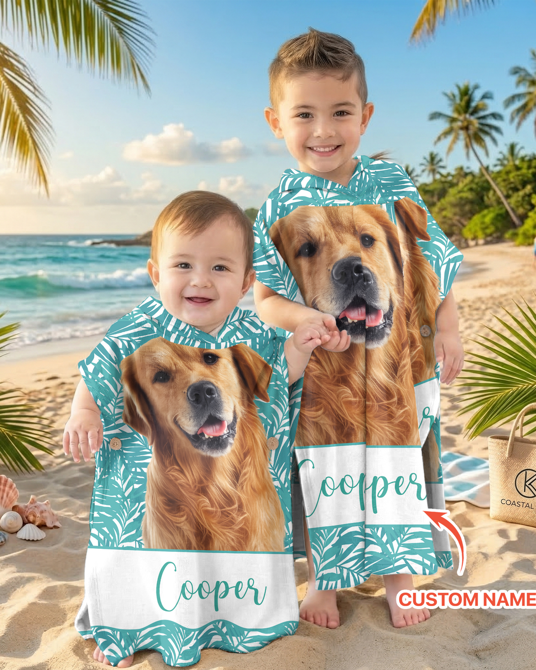 Custom Photo Print Dog Bamboo Swim Poncho