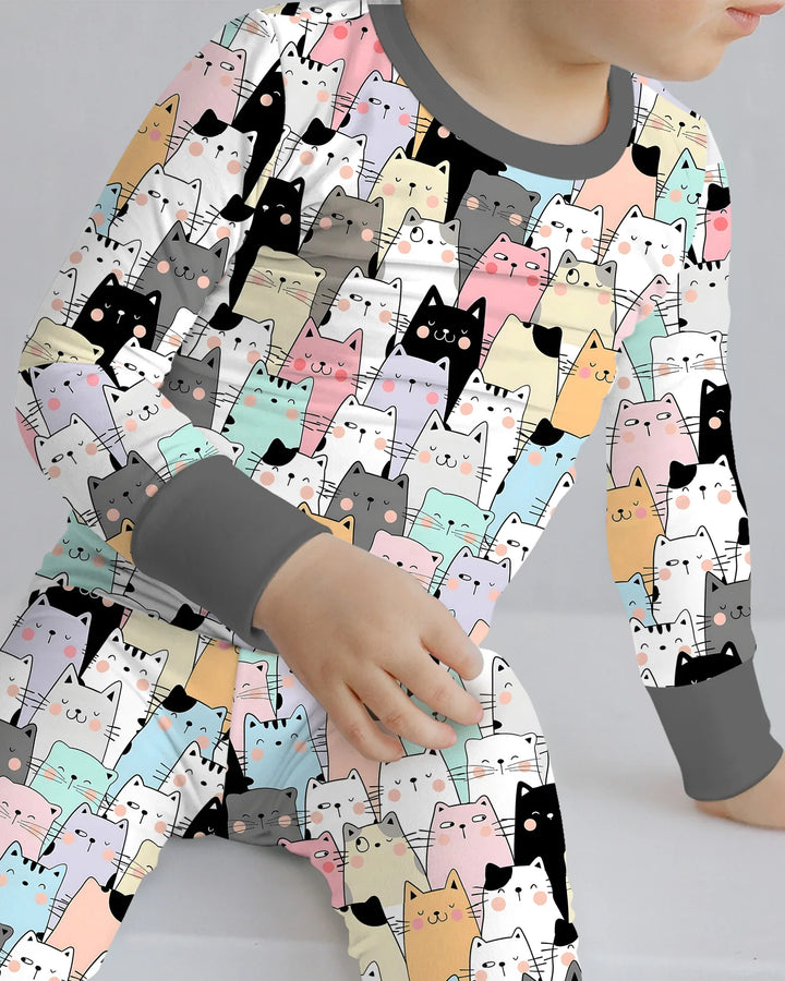 Zweiteiliges Langarm-Pyjama-Set mit Sommerfrüchten