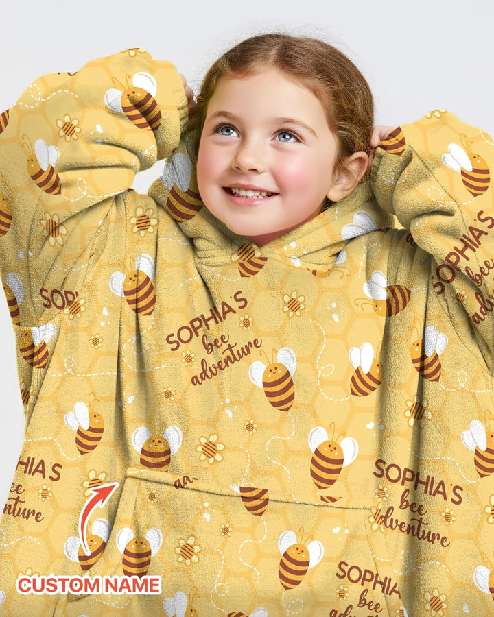 Custom Name Bee Back To School Bamboo Blanket Hoodie