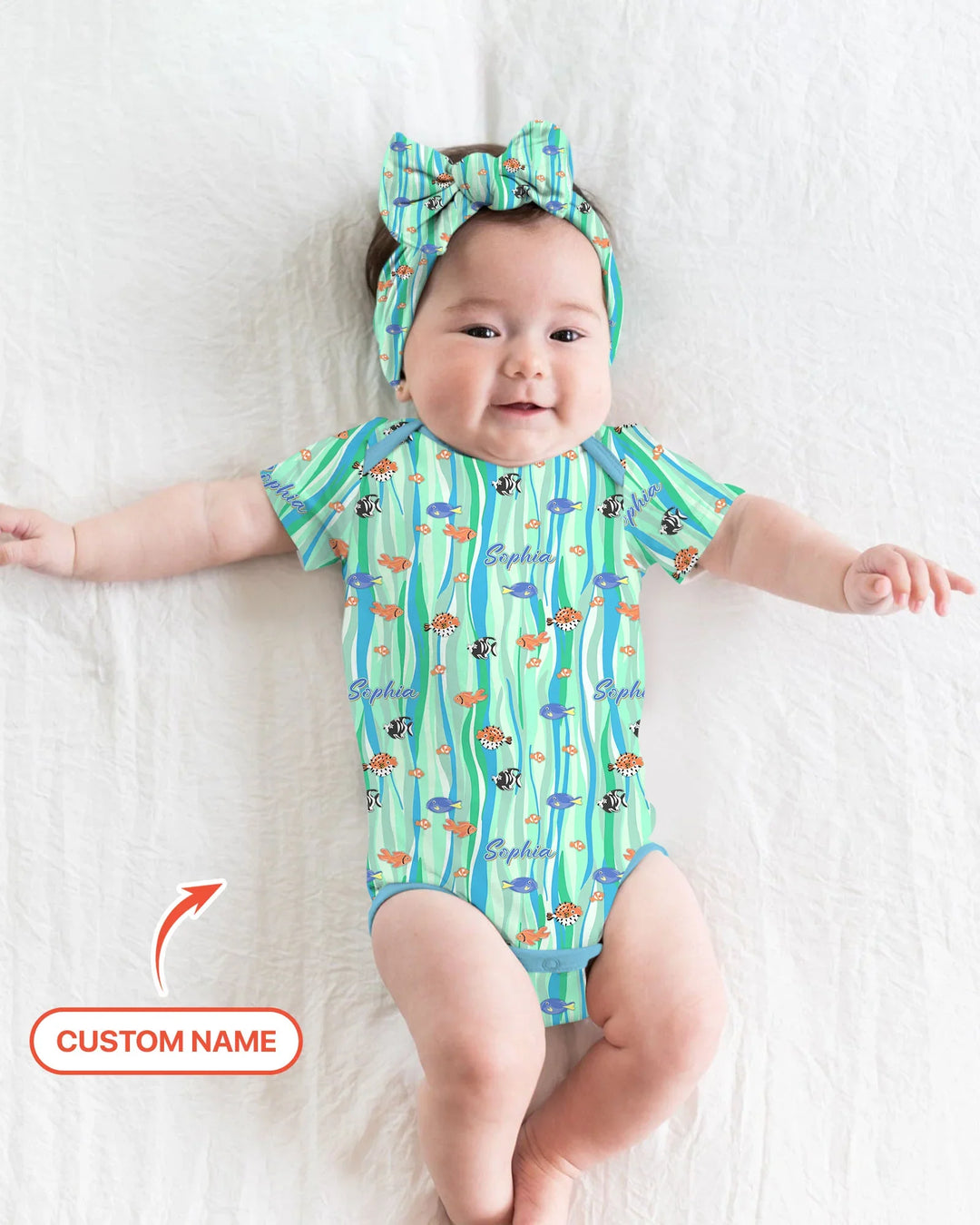 Custom Name Summer Beach Bamboo Bodysuit