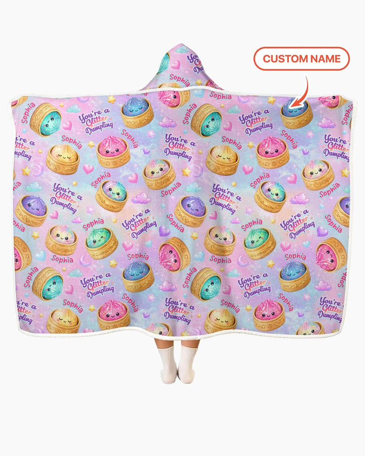 Custom Name You're A Glitter Dumpling Bamboo Wearable Hooded Blanket