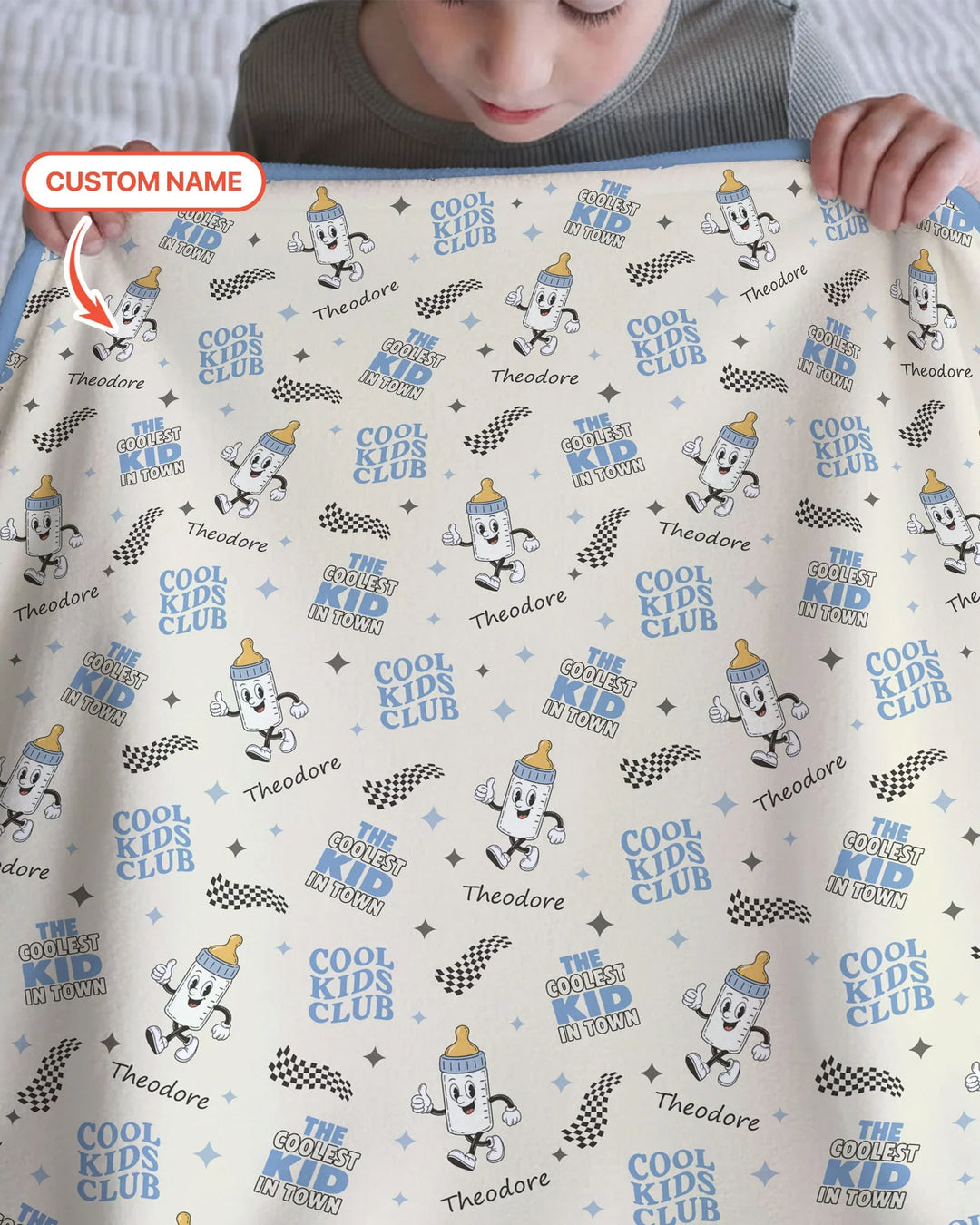 Manta de bambú a juego con nombre personalizado "Cool Club Daddy & Me"