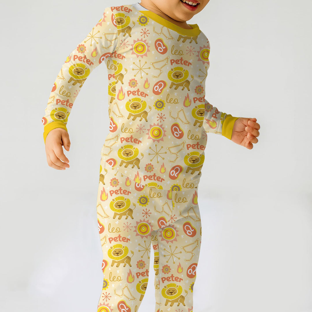 Custom Name Zodiac Leo Two Piece Long Sleeve Pajama Set
