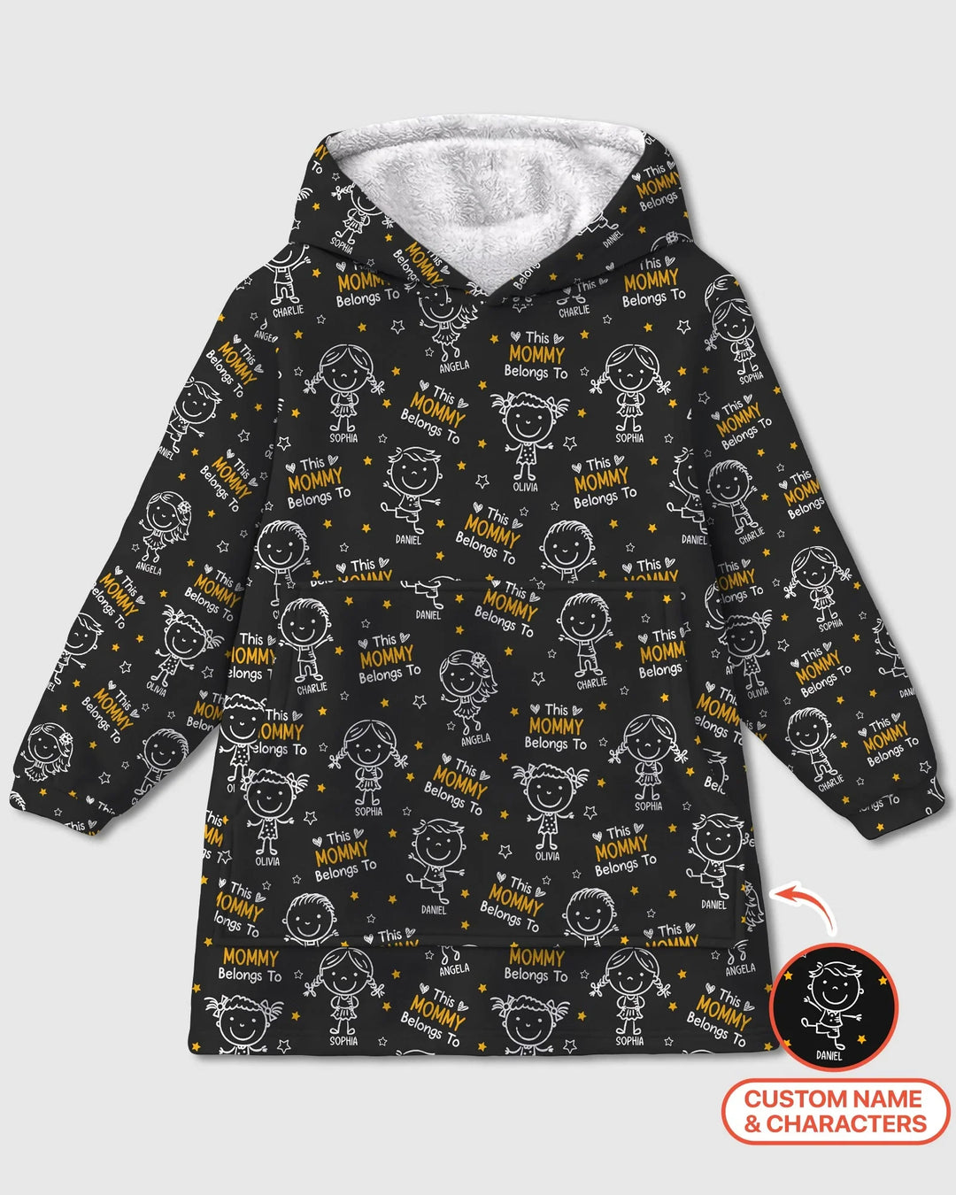 Custom Name "This Mommy Belongs To" Doodle Bamboo Blanket Hoodie