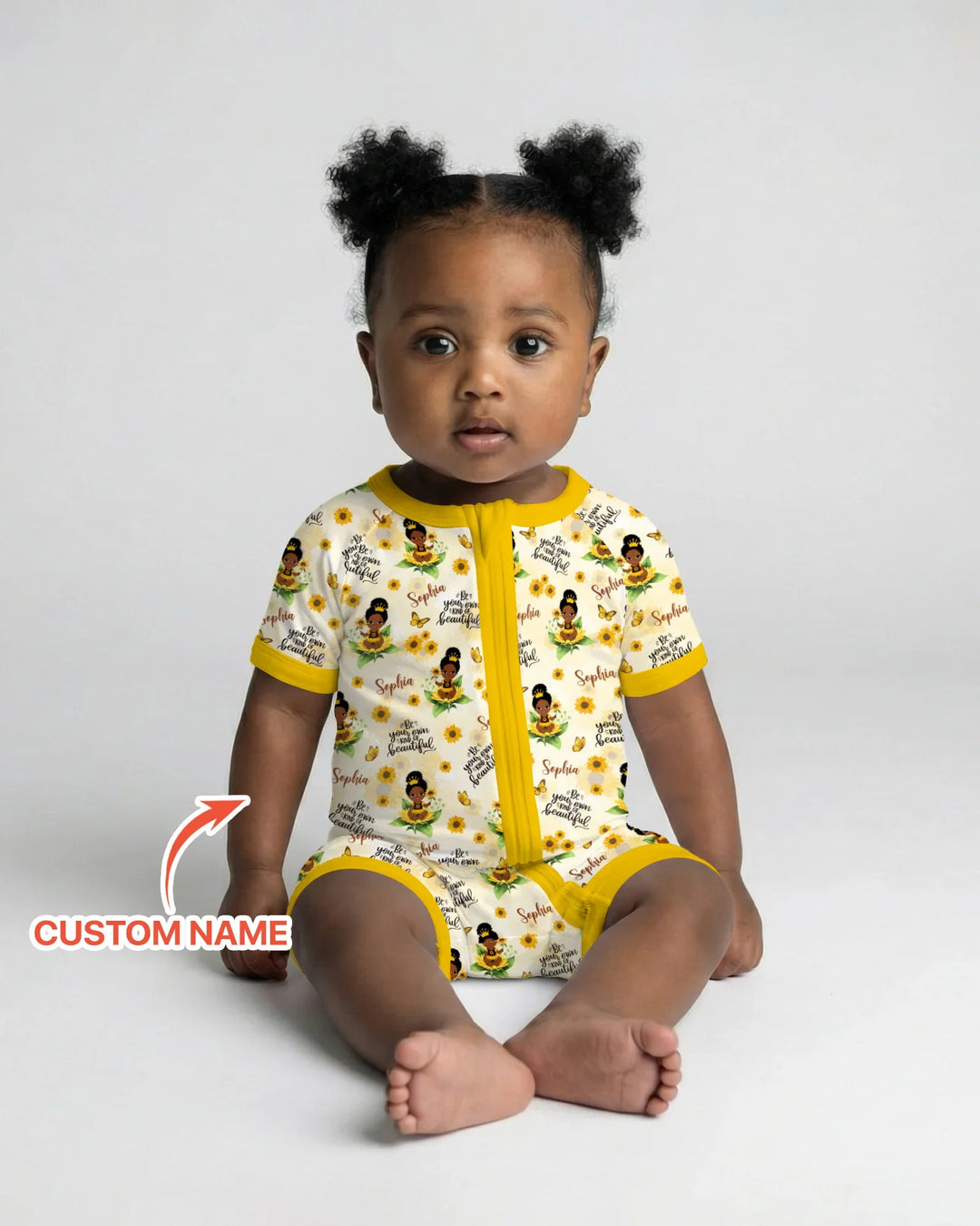 Custom Name Sunflower Queen Bamboo Shorty Zippy