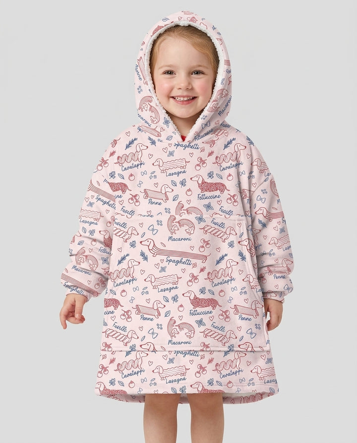 Funny Dachshund Pasta Pups Bamboo Blanket Hoodie