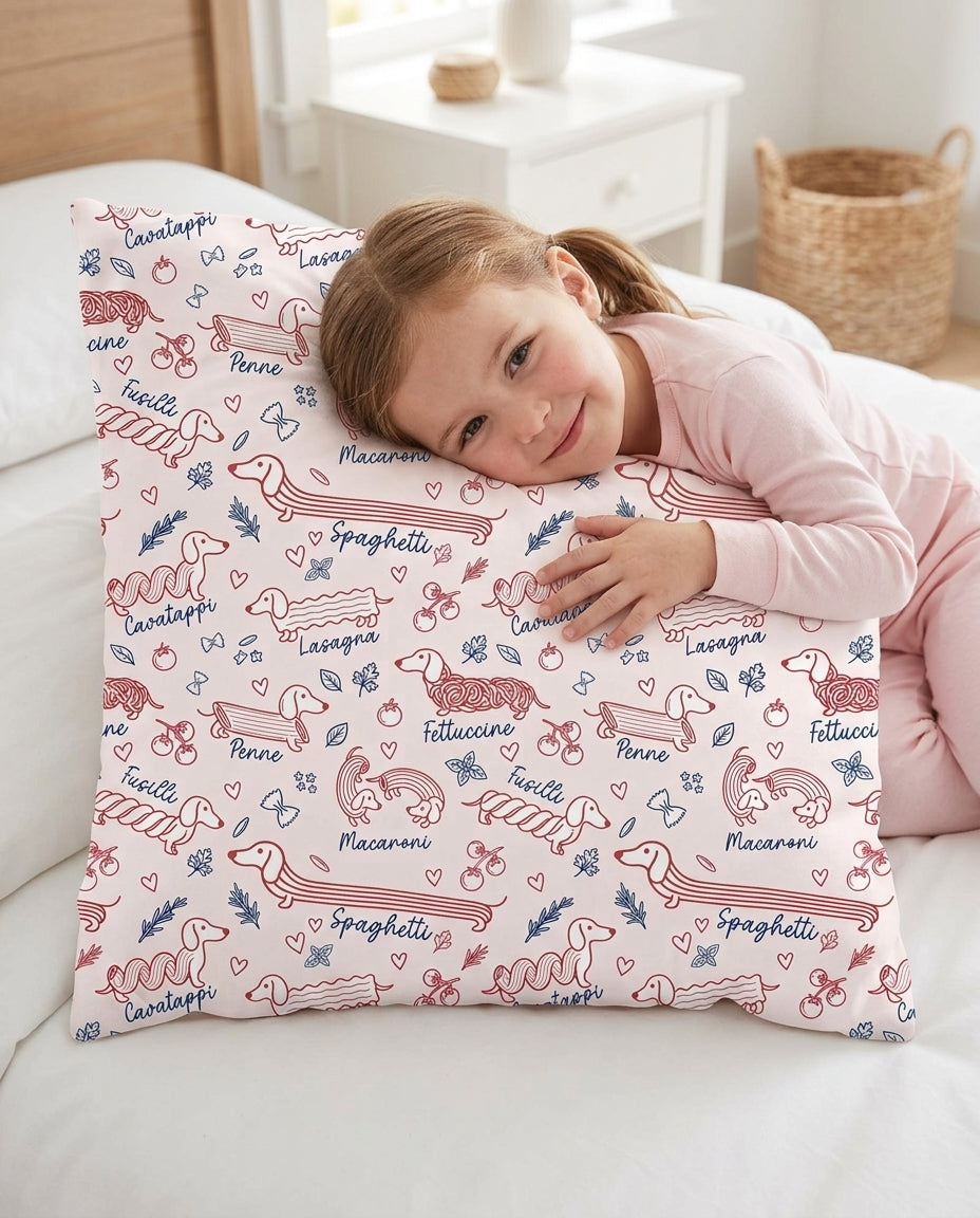 Funny Dachshund Pasta Pups Bamboo Pillow Case