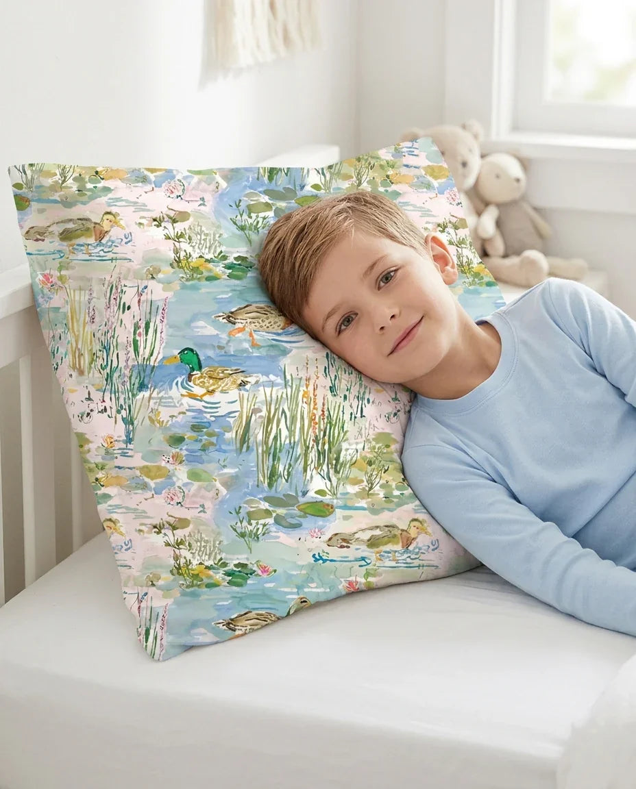 Watercolor Mallard Duck Bamboo Pillow Case