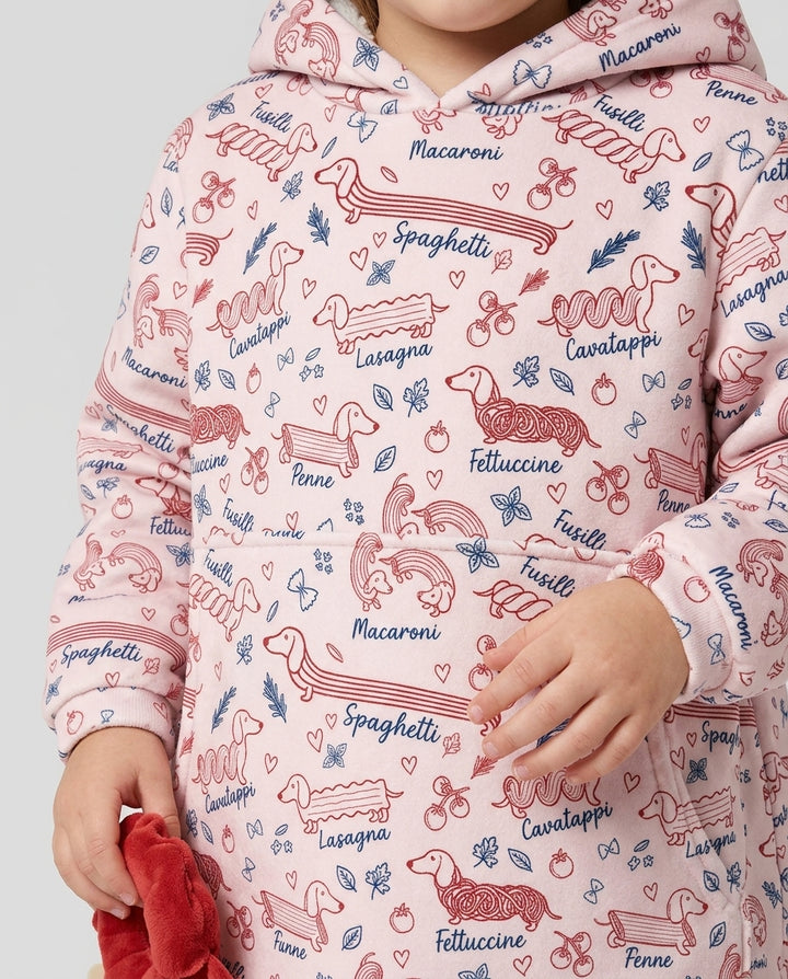 Funny Dachshund Pasta Pups Bamboo Blanket Hoodie