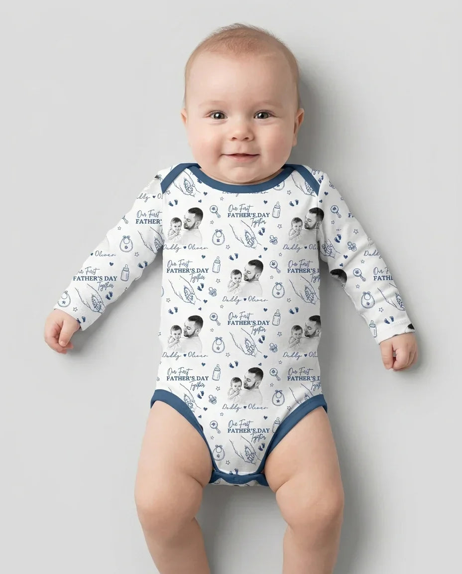 Gerippte Babykleidung mit individuellem Foto - Weich &amp; Skizzenhaft