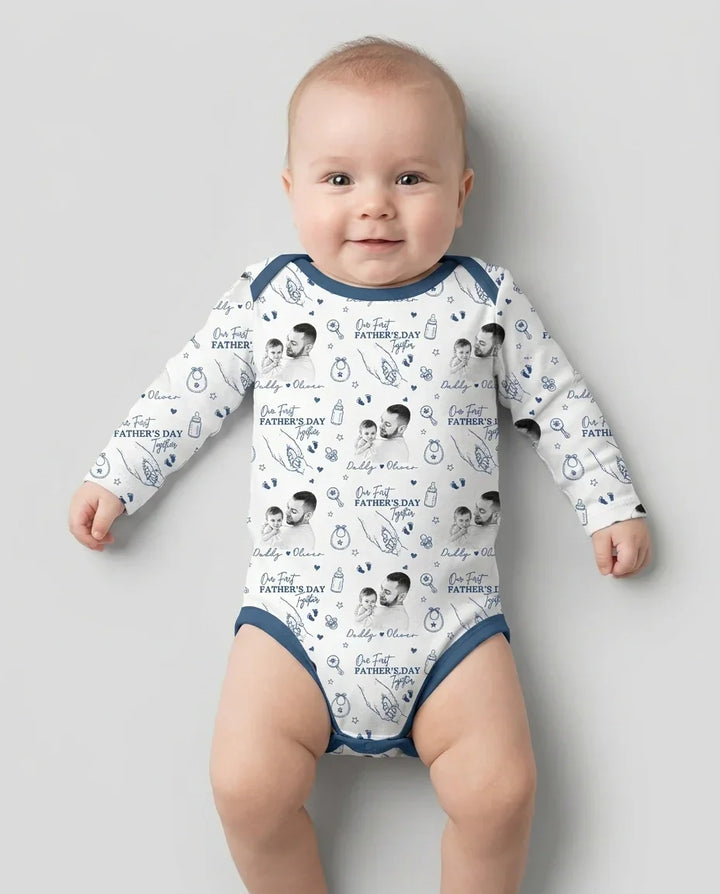 Gerippte Babykleidung mit individuellem Foto - Weich &amp; Skizzenhaft