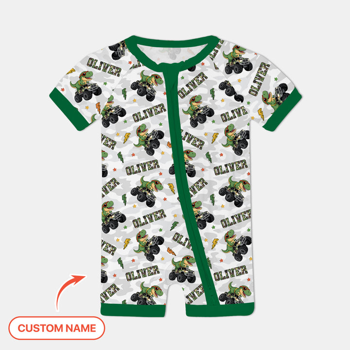 Custom Name Camo Trucker Dino Shorty Zippy