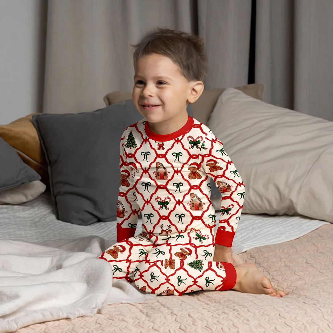 Vintage Christmas Two Piece Long Sleeve Pajama Set