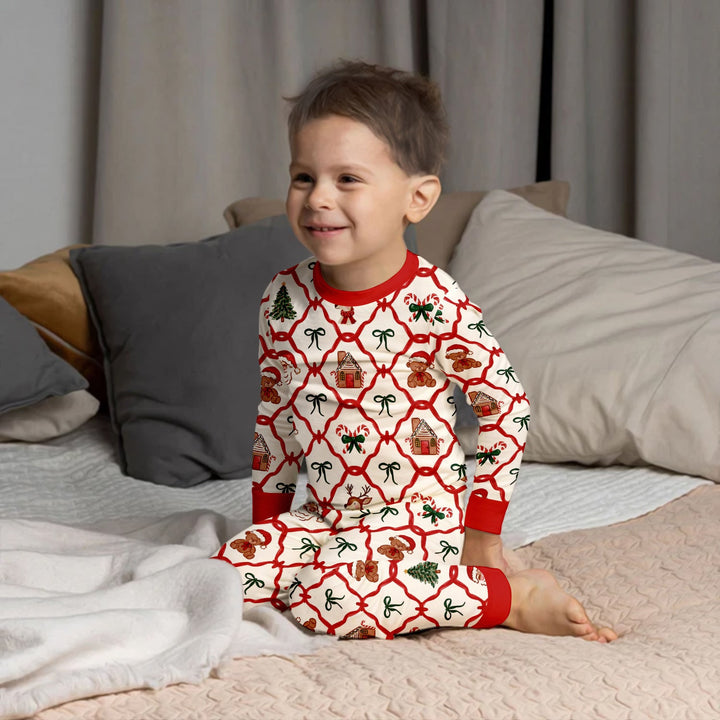 Vintage Christmas Two Piece Long Sleeve Pajama Set