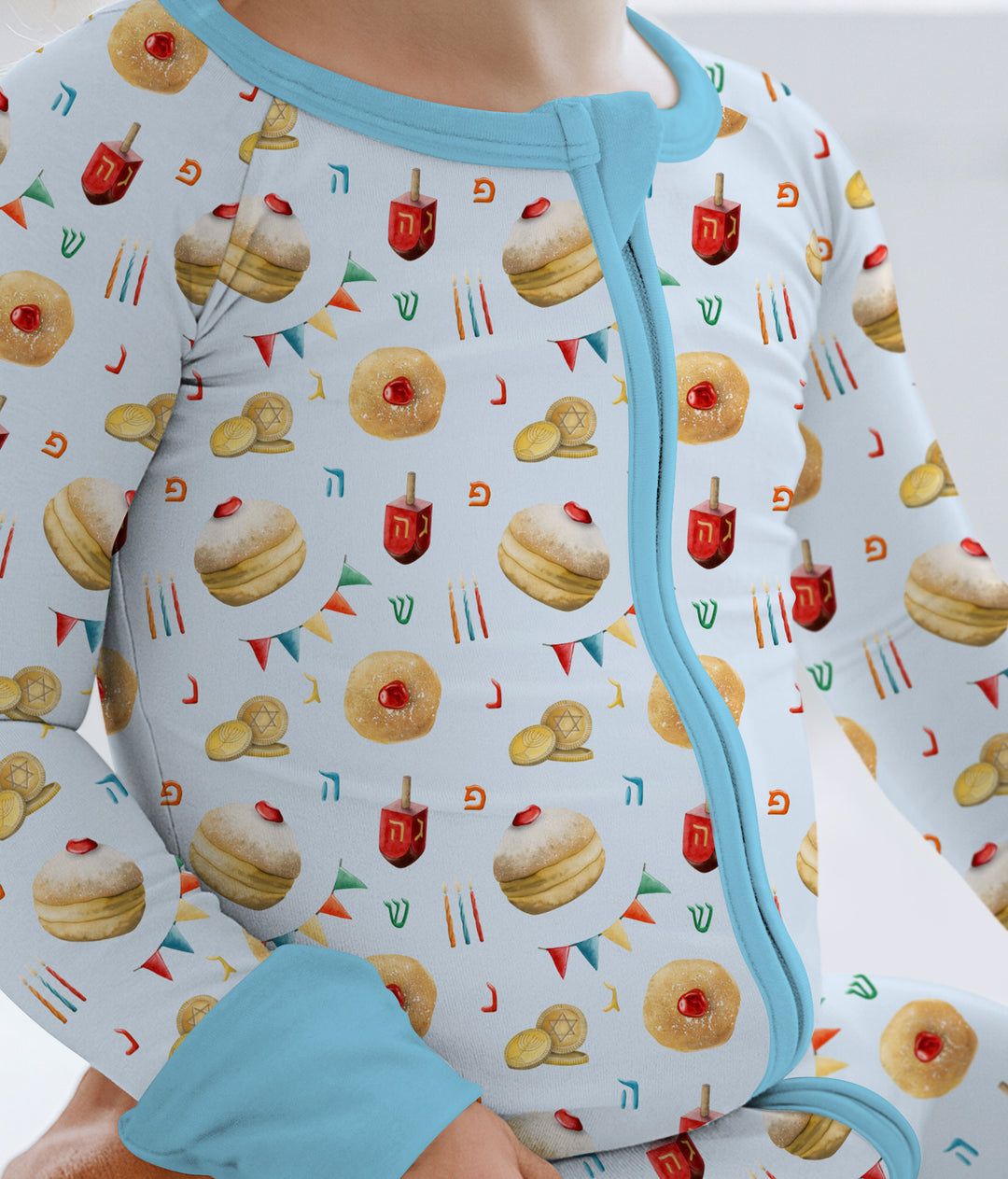 Hanukkah Donuts Convertible Zippy , Hanukkah Donuts Convertible Zippy - 0-3M / Blue