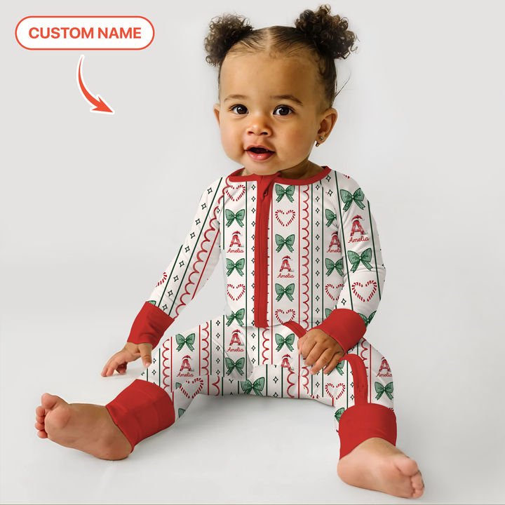 Custom Name Christmas Stripes Convertible Zippy