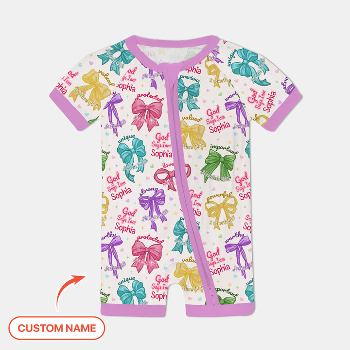 God Says I Am Bow Blessings Custom Name Shorty Zippy