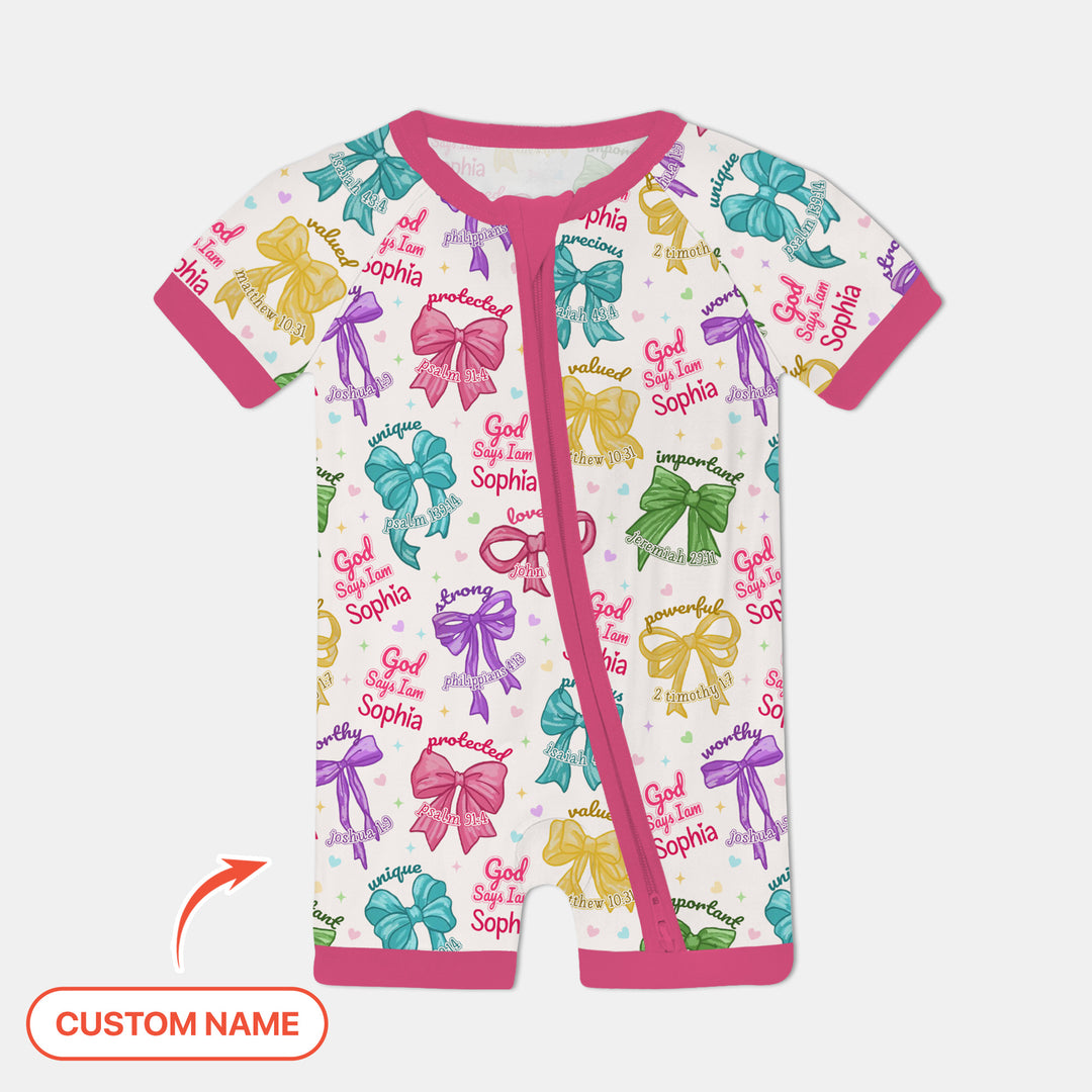 God Says I Am Bow Blessings Custom Name Shorty Zippy