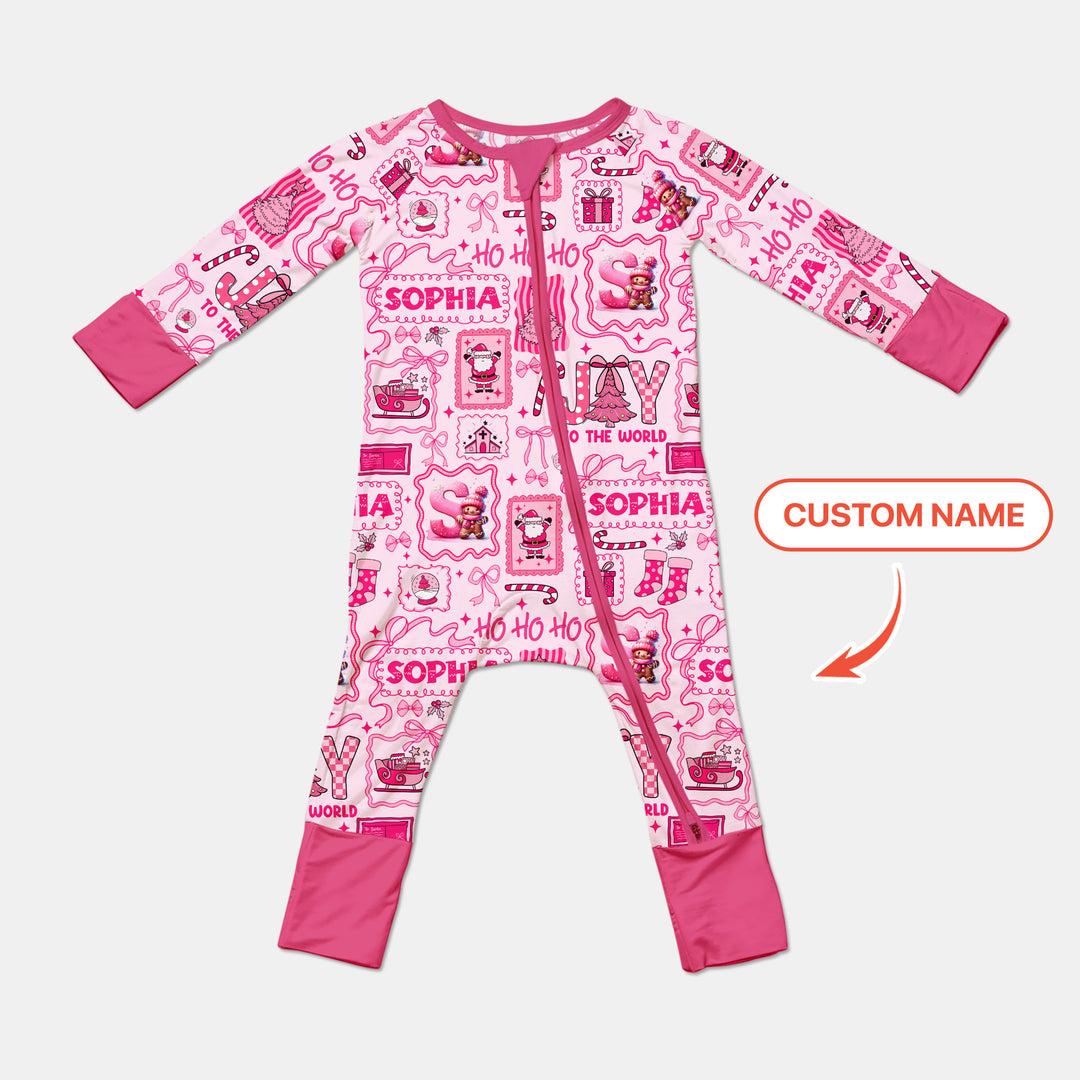 Custom Name Preppy Pink Christmas Convertible Zippy