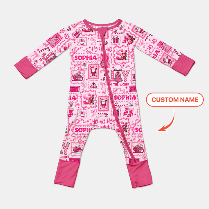Custom Name Preppy Pink Christmas Convertible Zippy