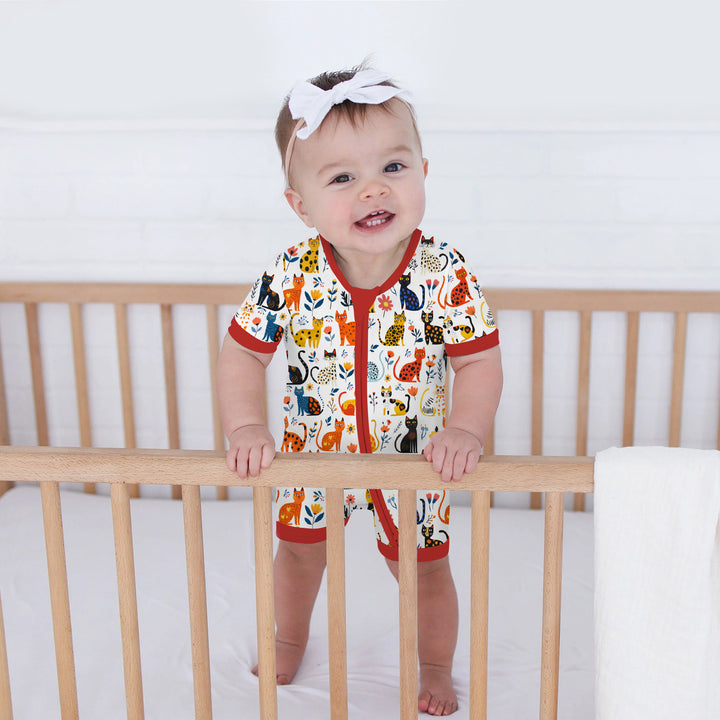 Whimsy Woodland Cats Shorty Zippy