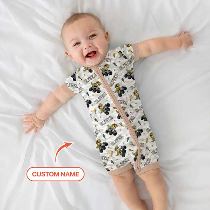 Custom Name Camo Trucker Dino Shorty Zippy