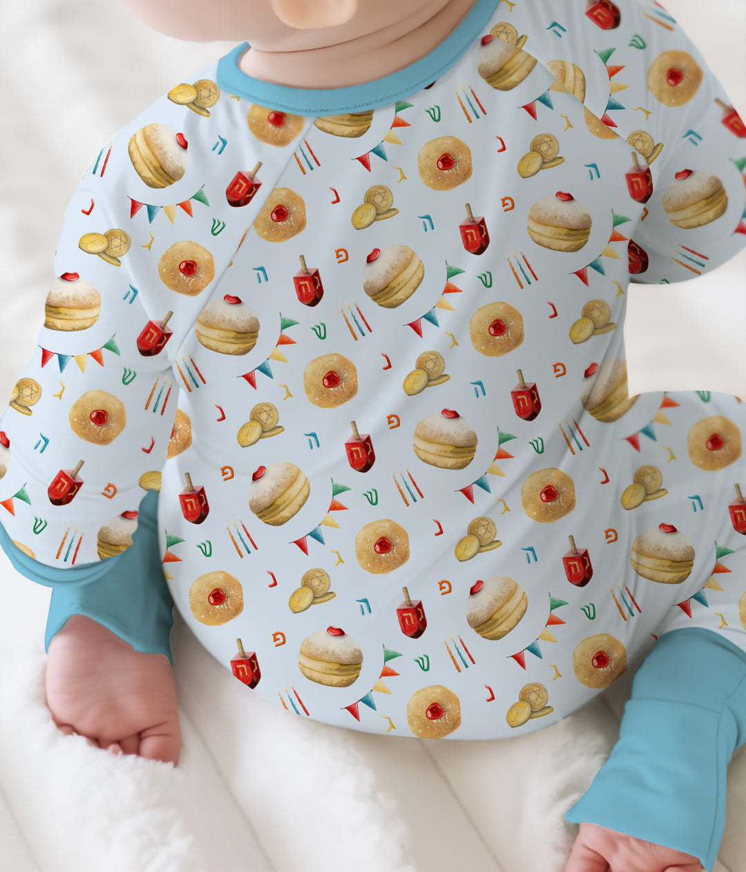 Hanukkah Donuts Convertible Zippy , Hanukkah Donuts Convertible Zippy - 0-3M / Blue