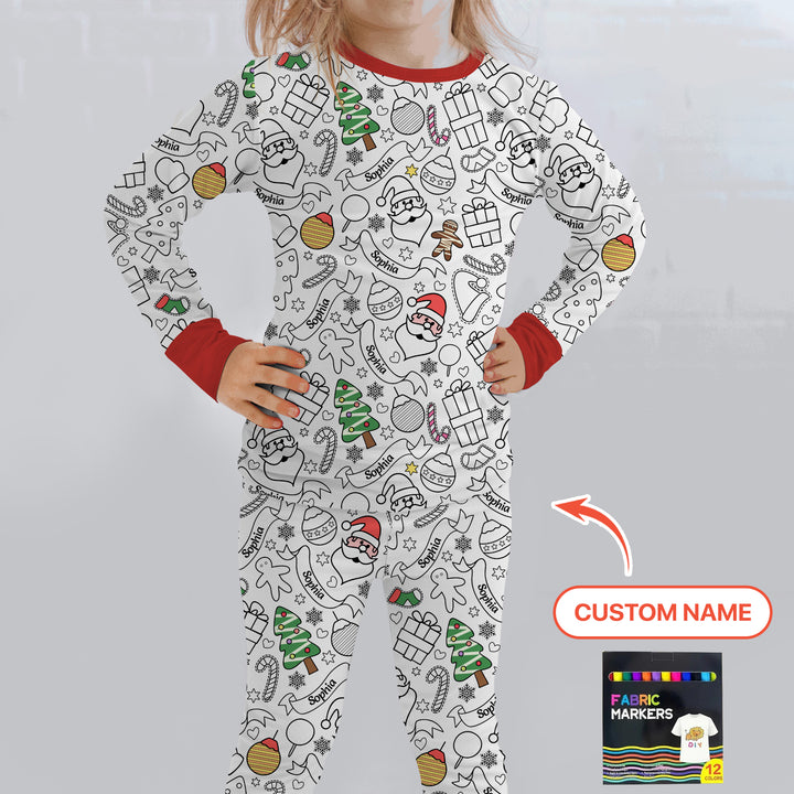 Zweiteiliges Langarm-Pyjama-Set mit Sommerfrüchten