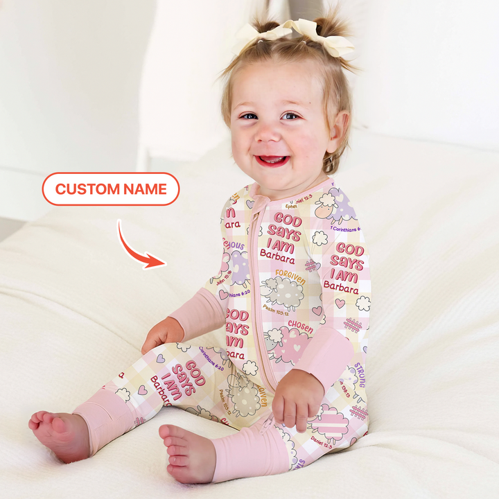Little Lamb God Says I Am Custom Name Convertible Zippy