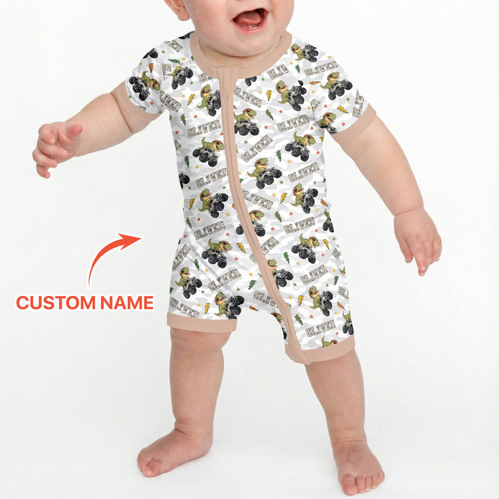 Custom Name Camo Trucker Dino Shorty Zippy