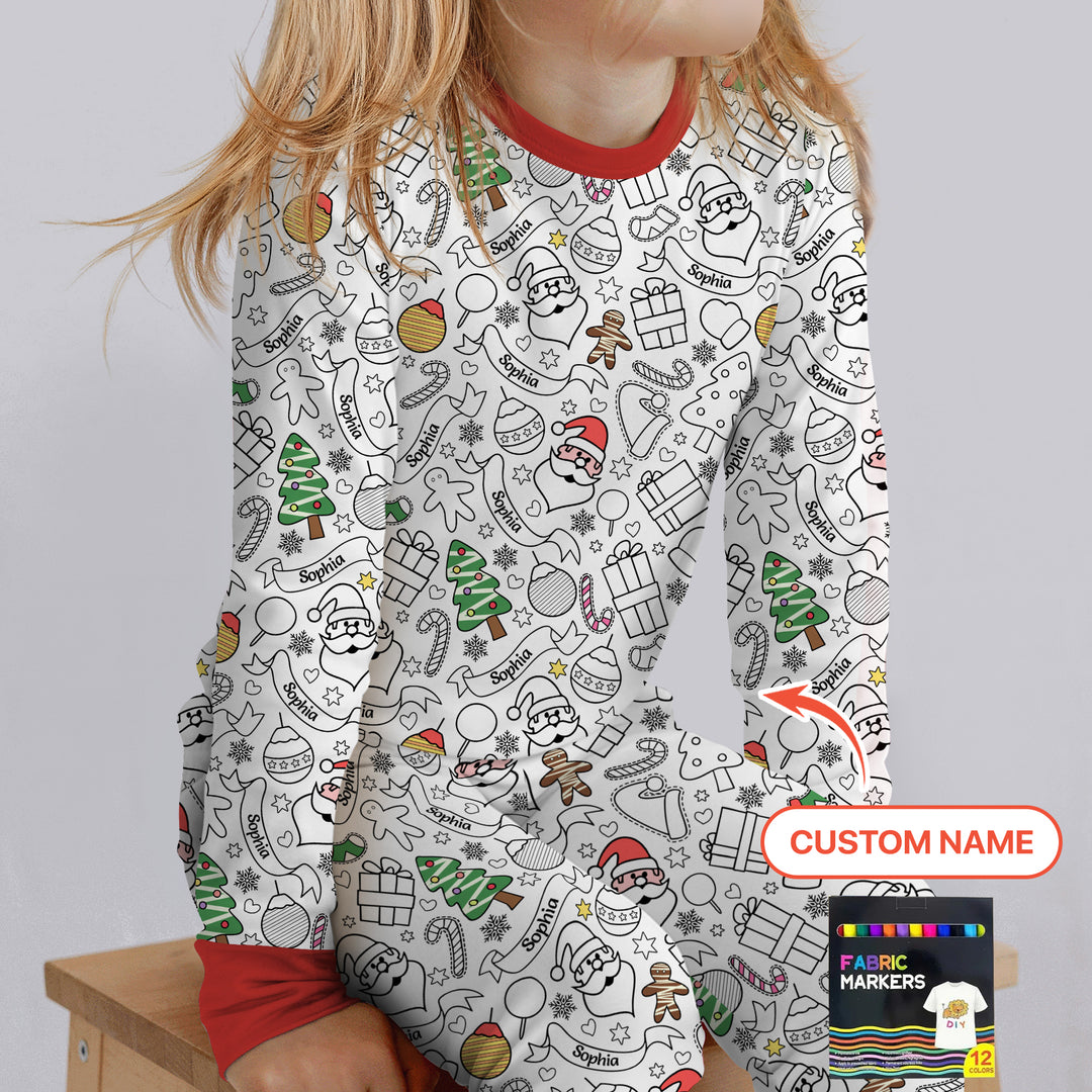 Zweiteiliges Langarm-Pyjama-Set mit Sommerfrüchten