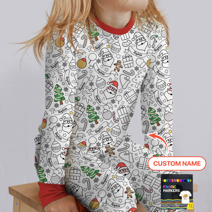 Zweiteiliges Langarm-Pyjama-Set mit Sommerfrüchten