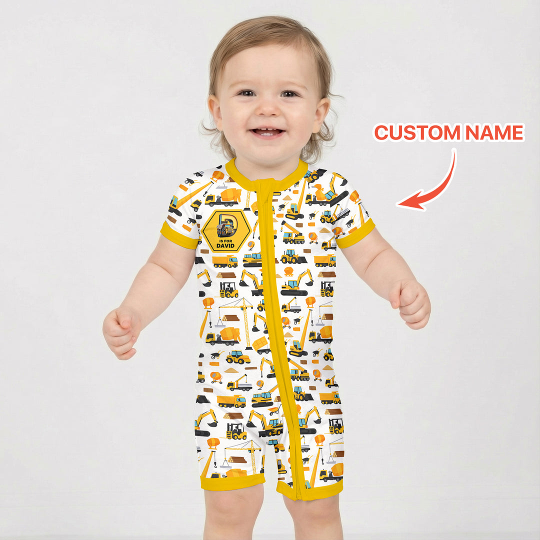 Custom Name Construction Initials Shorty Zippy