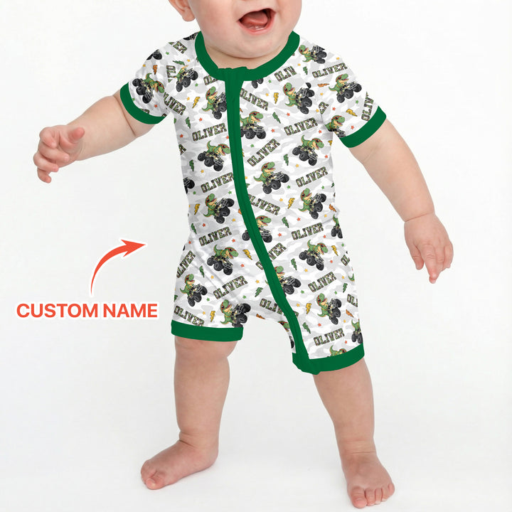Custom Name Camo Trucker Dino Shorty Zippy