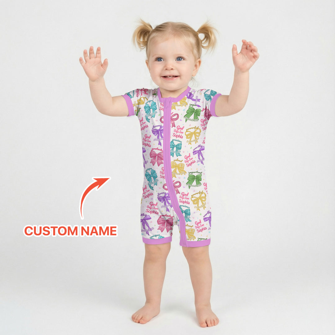 God Says I Am Bow Blessings Custom Name Shorty Zippy