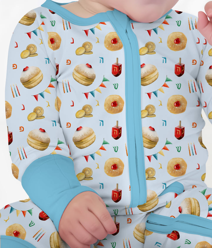 Hanukkah Donuts Convertible Zippy , Hanukkah Donuts Convertible Zippy - 0-3M / Blue