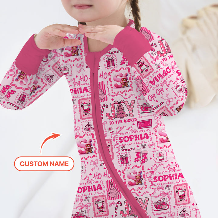 Custom Name Preppy Pink Christmas Convertible Zippy