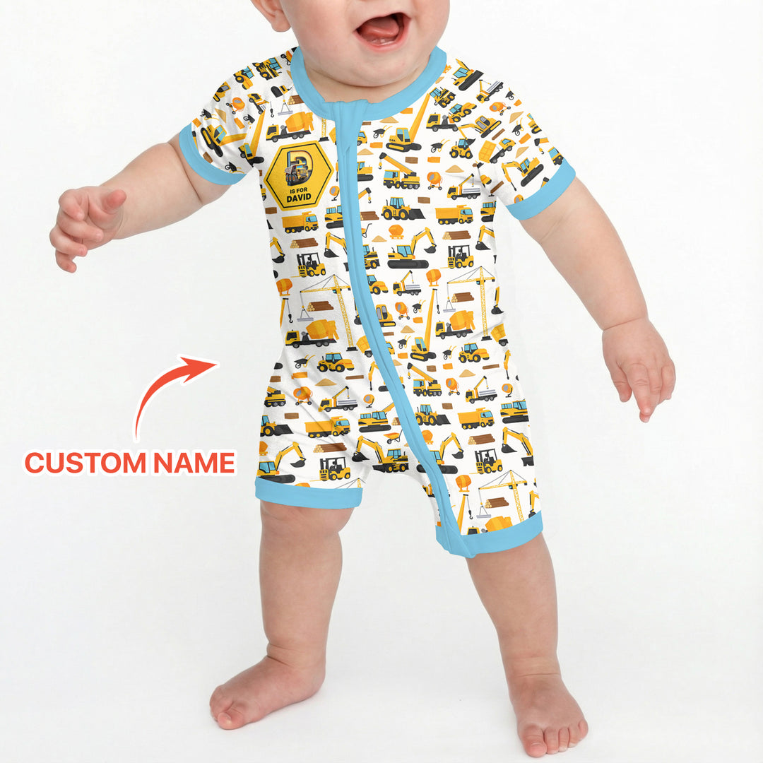 Custom Name Construction Initials Shorty Zippy