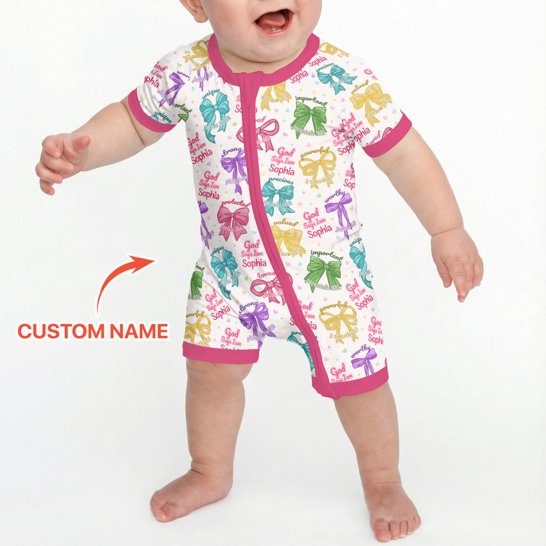 God Says I Am Bow Blessings Custom Name Shorty Zippy