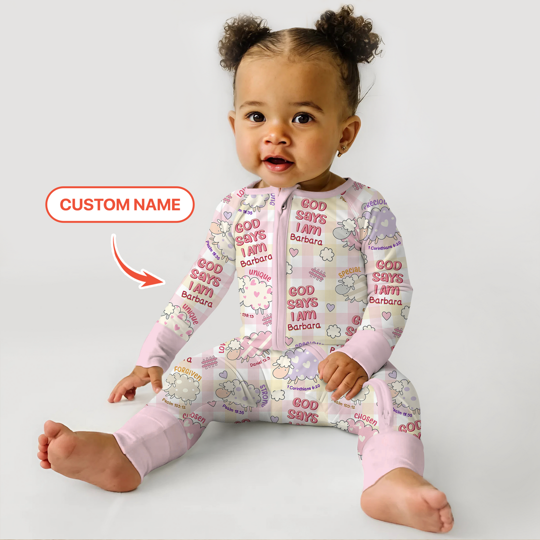 Little Lamb God Says I Am Custom Name Convertible Zippy