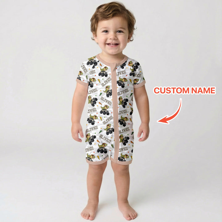 Custom Name Camo Trucker Dino Shorty Zippy
