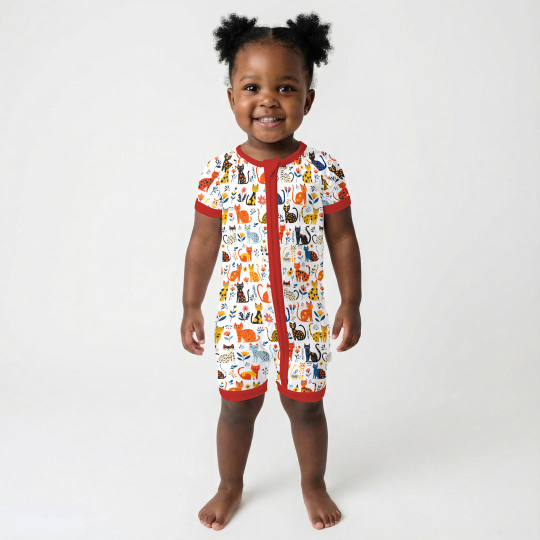 Whimsy Woodland Cats Shorty Zippy