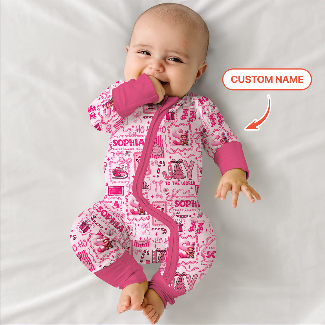 Custom Name Preppy Pink Christmas Convertible Zippy