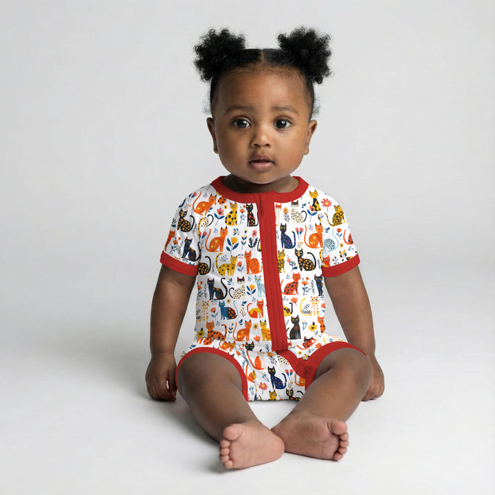 Whimsy Woodland Cats Shorty Zippy