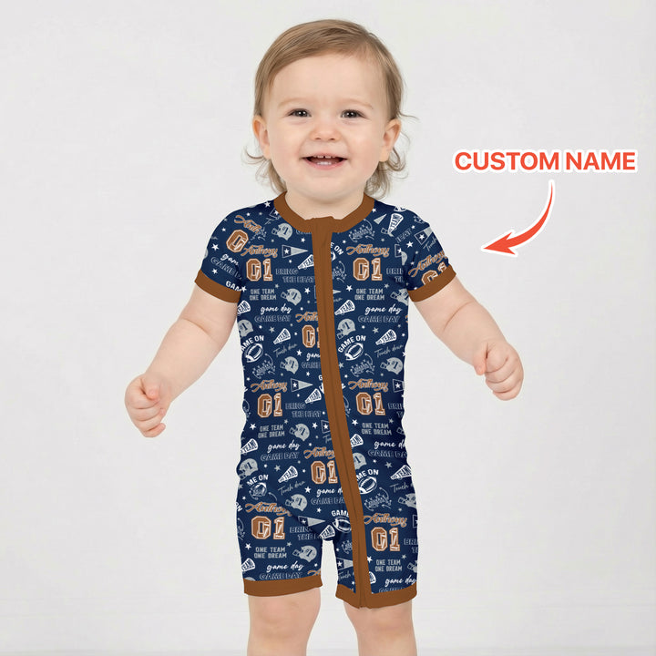 Custom Name Football Game Day Shorty Zippy