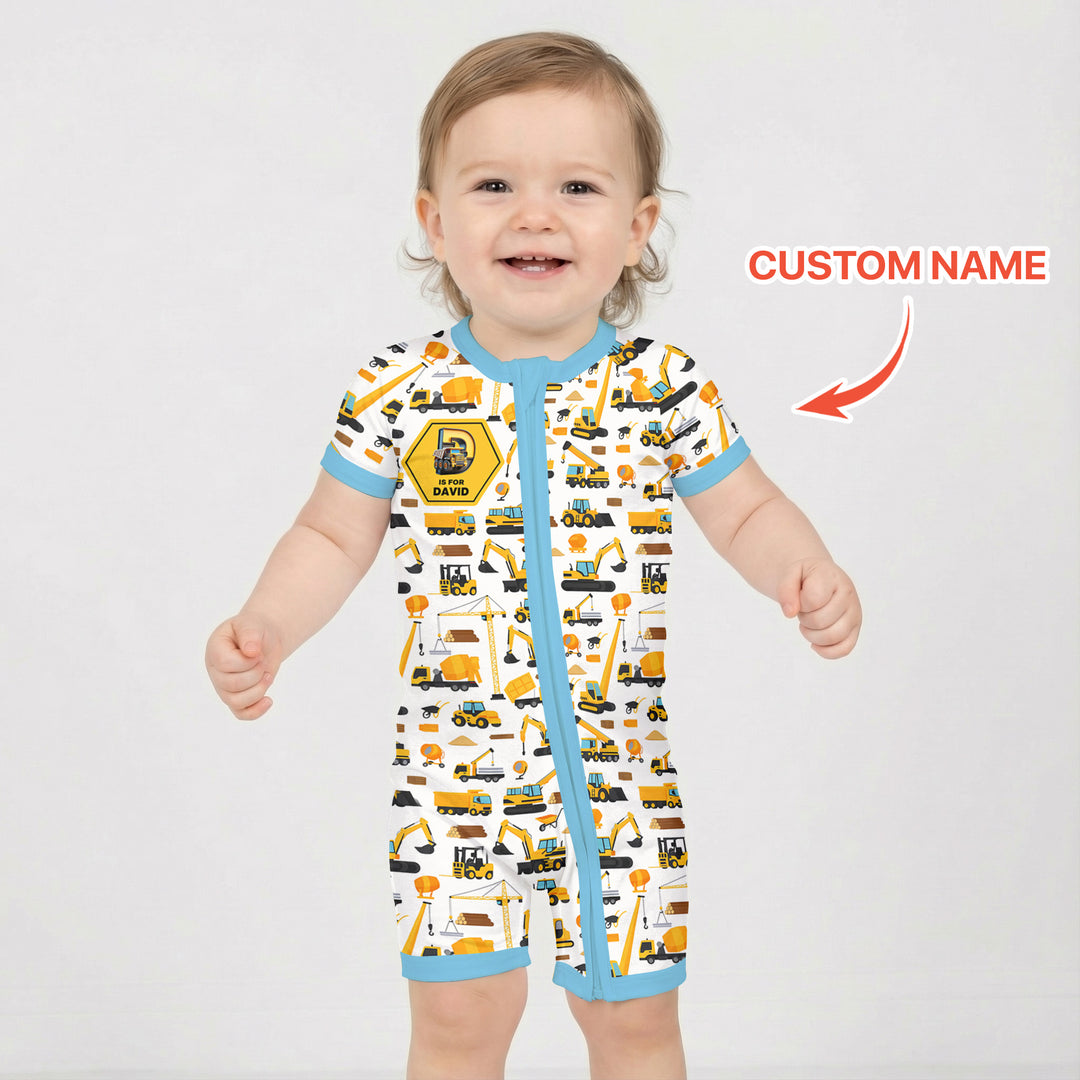 Custom Name Construction Initials Shorty Zippy