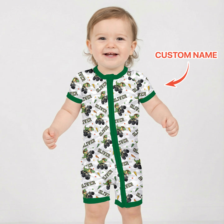 Custom Name Camo Trucker Dino Shorty Zippy
