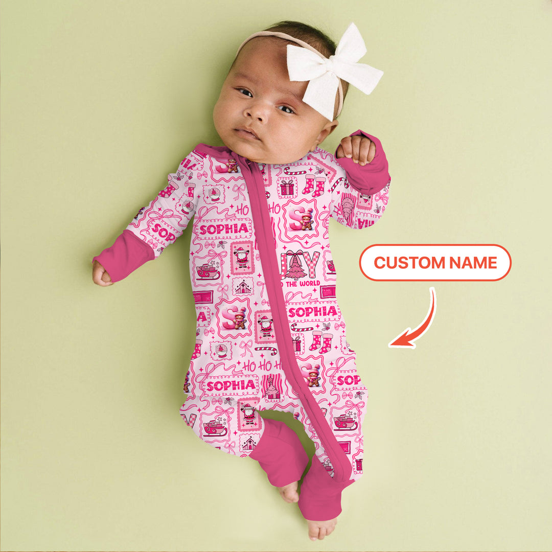 Custom Name Preppy Pink Christmas Convertible Zippy