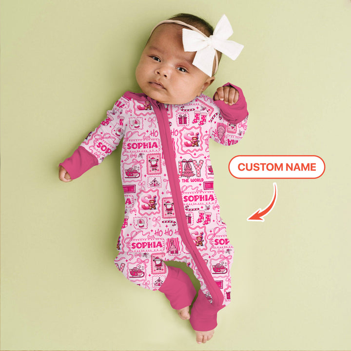 Custom Name Preppy Pink Christmas Convertible Zippy